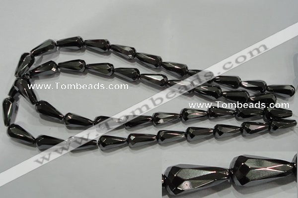 CHE156 15.5 inches 10*20mm faceted teardrop hematite beads