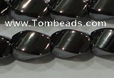 CHE163 15.5 inches 8*12mm twisted rice hematite beads