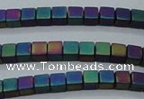 CHE445 15.5 inches 3*3mm cube matte plated hematite beads wholesale