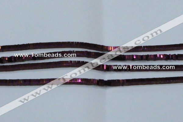CHE583 15.5 inches 1*4*4mm square plated hematite beads wholesale