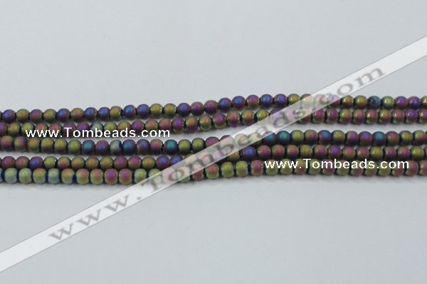 CHE725 15.5 inches 4mm round matte plated hematite beads wholesale