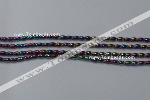 CHE796 15.5 inches 3*5mm rice plated hematite beads wholesale