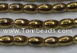 CHE811 15.5 inches 5*8mm rice plated hematite beads wholesale