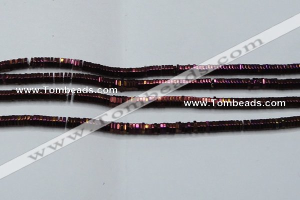 CHE845 15.5 inches 1*4mm hexagon plated hematite beads wholesale