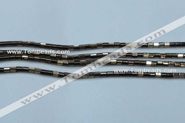 CHE897 15.5 inches 3*3mm faceted tube plated hematite beads wholesale