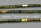 CHE909 15.5 inches 2*4mm faceted tube plated hematite beads wholesale