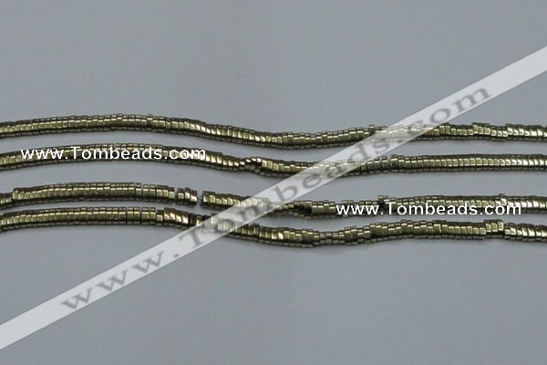CHE930 15.5 inches 1*2*3mm oval plated hematite beads wholesale