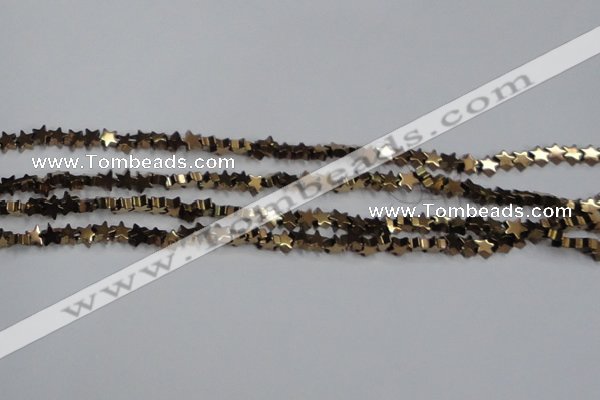 CHE939 15.5 inches 4mm star plated hematite beads wholesale