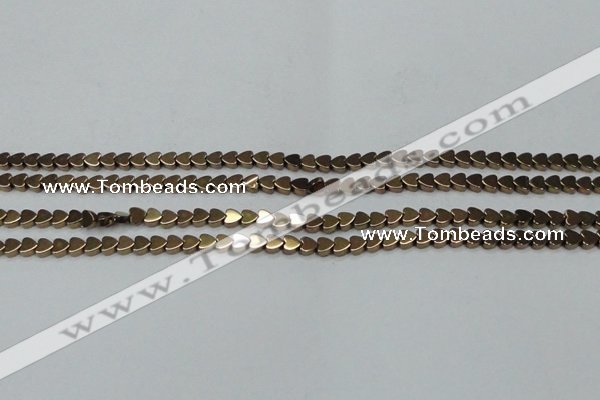 CHE993 15.5 inches 4*4mm heart plated hematite beads wholesale