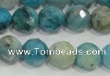 CHM215 15.5 inches 14mm faceted round blue hemimorphite beads