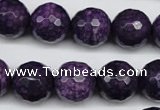 CJJ16 15 inches 14mm faceted round dyed lucky jade beads