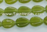 CKA113 15.5 inches 12*16mm flat teardrop Korean jade gemstone beads