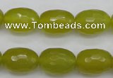 CKA227 15.5 inches 12*16mm faceted rice Korean jade gemstone beads
