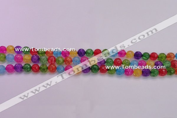 CKQ350 15.5 inches 6mm faceted round dyed crackle quartz beads