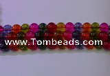CKQ394 15.5 inches 12mm round dyed crackle quartz beads