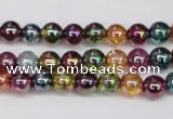 CKQ81 15.5 inches 6mm round AB-color dyed crackle quartz beads