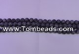 CLB373 15.5 inches 10mm round matte black labradorite beads