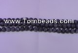 CLB374 15.5 inches 12mm round matte black labradorite beads