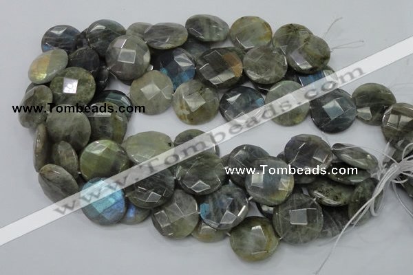 CLB39 15.5 inches 25mm faceted flat round labradorite gemstone beads