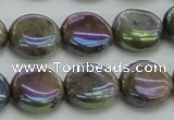 CLB635 15.5 inches 10mm flat round AB-color labradorite beads