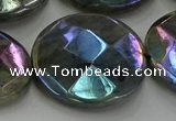 CLB683 15.5 inches 30mm faceted coin AB-color labradorite beads