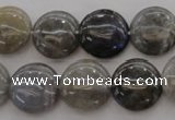 CLB737 15.5 inches 18mm flat round labradorite gemstone beads