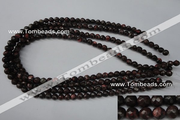 CLD101 15.5 inches 6mm faceted round leopard skin jasper beads