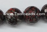 CLD108 15.5 inches 20mm faceted round leopard skin jasper beads