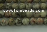 CLD201 15.5 inches 6mm round matte Chinese leopard skin jasper beads