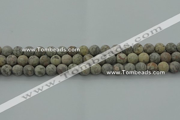 CLD203 15.5 inches 10mm round matte Chinese leopard skin jasper beads