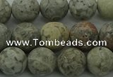 CLD204 15.5 inches 12mm round matte Chinese leopard skin jasper beads