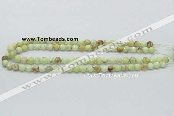 CLE34 15.5 inches 8mm faceted round lemon turquoise beads wholesale