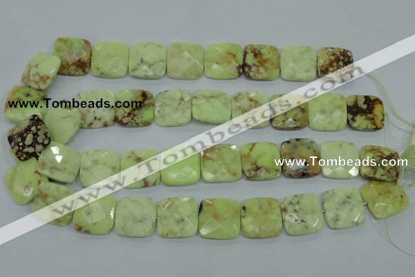 CLE61 15.5 inches 20*20mm faceted square lemon turquoise beads