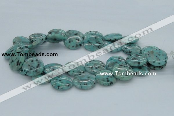 CLJ07 15.5 inches 25*25mm flat round sesame jasper beads wholesale