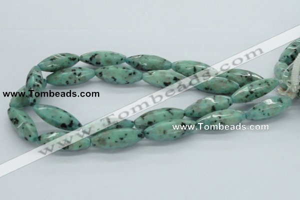 CLJ14 15.5 inches 13*37mm faceted rice sesame jasper beads wholesale