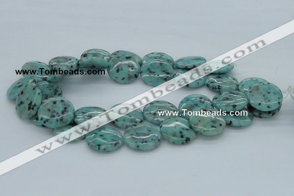 CLJ17 15.5 inches 20mm flat round sesame jasper beads wholesale