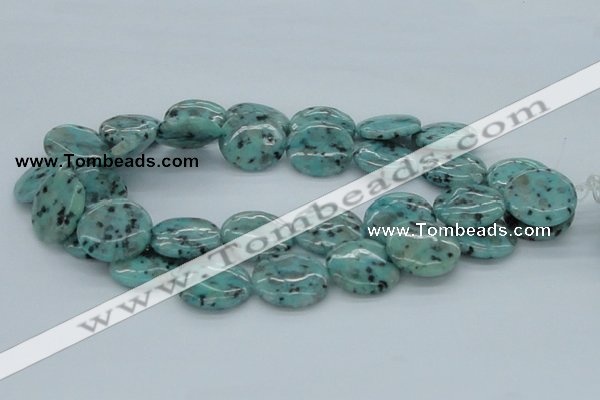 CLJ18 15.5 inches 30mm flat round sesame jasper beads wholesale