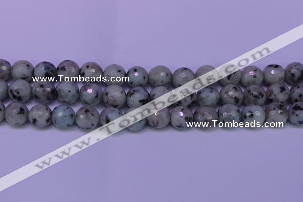 CLJ425 15.5 inches 14mm faceted round sesame jasper beads