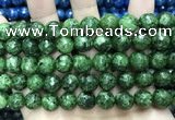 CLJ576 15 inches 10mm faceted round sesame jasper beads