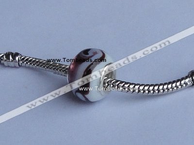 CLP02 30pcs 10*14mm roundel silver plated core lampwork European beads