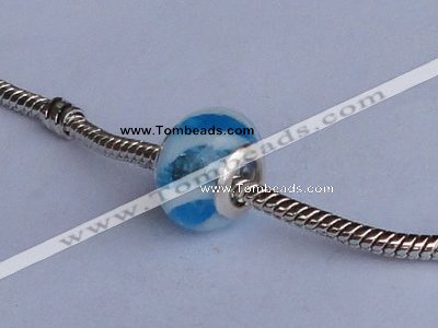 CLP29 30pcs 10*14mm roundel silver plated core lampwork European beads