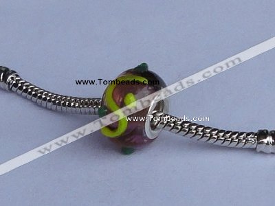 CLP31 30pcs silver plated core 10*15mm roundel lampwork European beads
