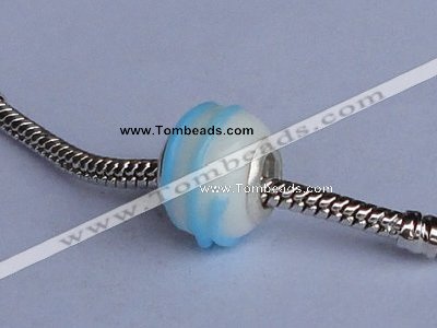 CLP36 30pcs silver plated core 10.5*14mm roundel lampwork European beads