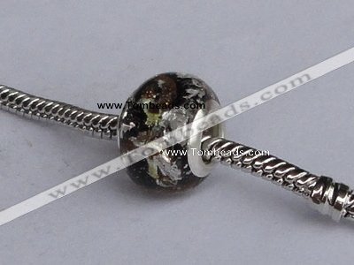 CLP42 30pcs 10*14mm roundel silver plated core lampwork European beads