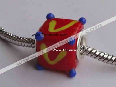 CLP53 30pcs 13*14mm cube silver plated core lampwork European beads