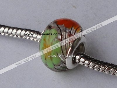 CLP68 20pcs 9.5*13mm roundel silver plated core lampwork European beads