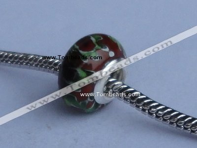 CLP71 10pcs 9*13.5mm roundel silver plated core lampwork European beads
