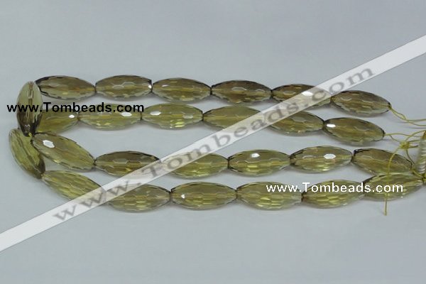 CLQ14 15.5 inches 12*30mm faceted rice natural lemon quartz beads