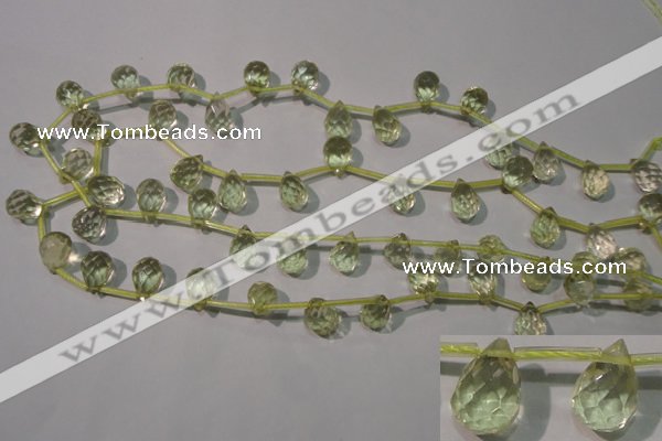 CLQ250 Top-drilled 8*12mm faceted teardrop natural lemon quartz beads