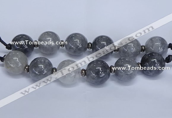 CLS251 7.5 inches 30mm round large cloudy quartz beads wholesale